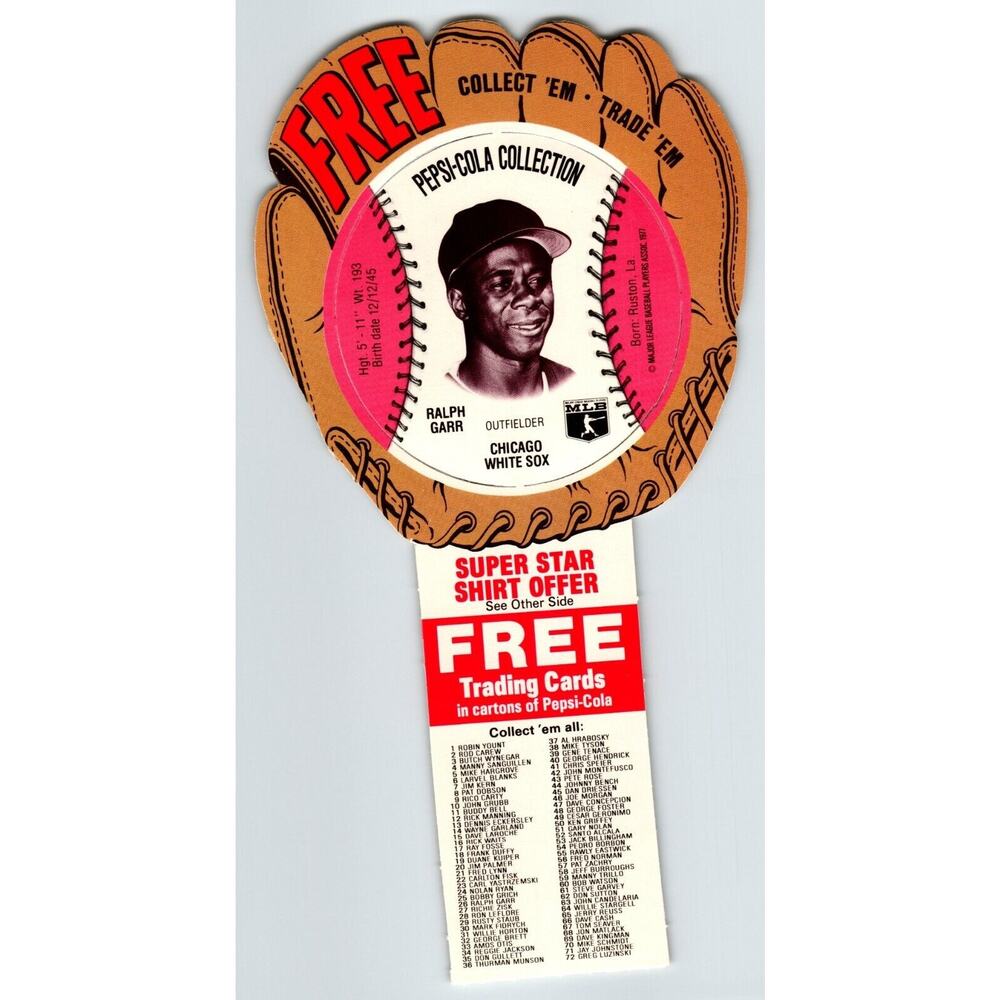 Pepsi-Cola Baseball Trading Card 1977 Ralph Garr Chicago White Sox MLB Diecut